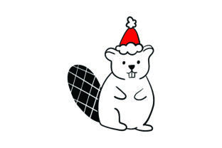 Christmas Beaver for Crafts and Holiday Branding