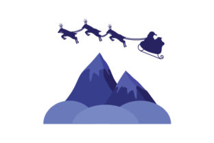 Christmas Crafts: Santa Flying Sleigh Past Mountains