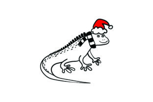 Christmas Iguana for Crafts & Holiday Branding