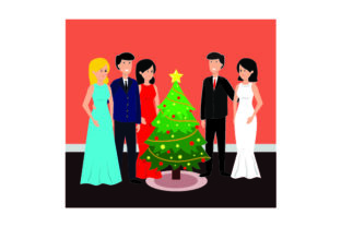 Christmas Party Scene for Crafts and Branding