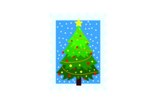 Christmas Stamp with Xmas Tree for Crafts & Branding