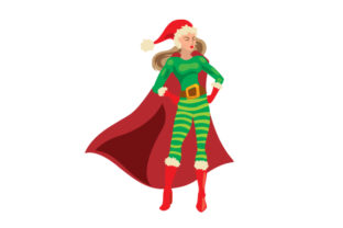 Christmas Superhero Woman for Crafts & Branding