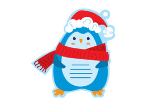 Christmas Tag with Penguin for Crafts Branding