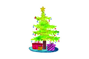 Christmas Tree with Presents: Watercolor Design Review