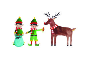 Elves Feeding Reindeer - A Festive Embroidery Design