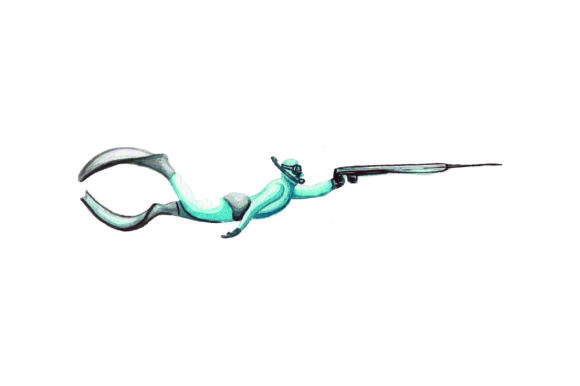 Reviewing Spearfisherman - Watercolor for Embroidery