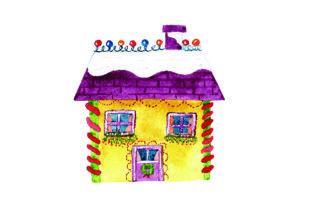 Yellow House Christmas Crafts Watercolor Asset